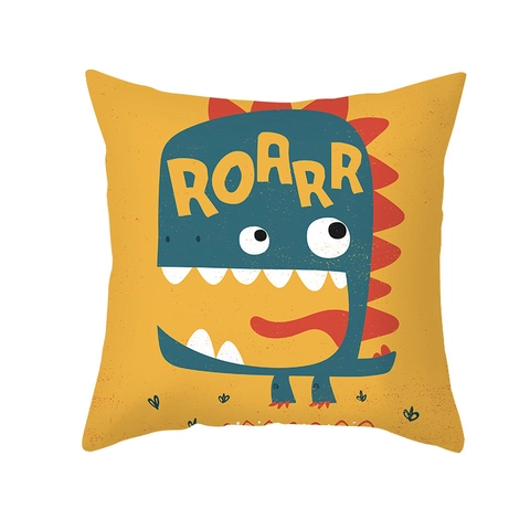 Cartoon Dinosaurier Kissenbezug Pfirsichhaut Samt Quadratischer Deko Kissenhülle Für Sofa Wohnzimmer Kinderzimmer Deko