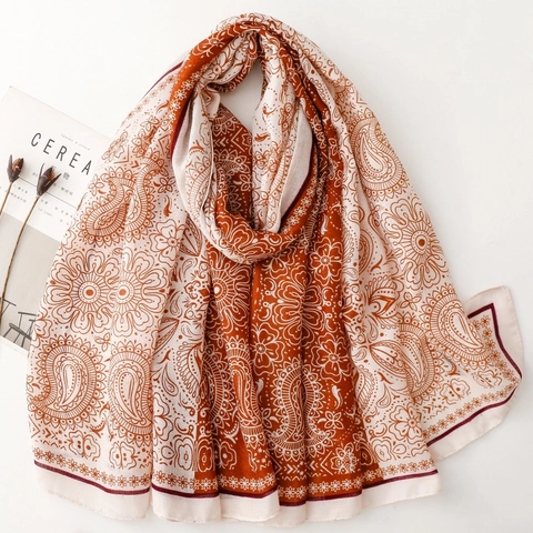 Bohemian Paisley Scarf Women Polyester Shawl Vintage Floral Sunscreen Beach Wrap Lightweight Soft Fashion Accessory