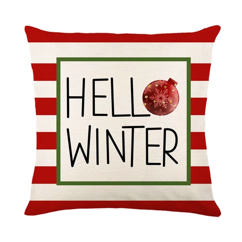 Weihnachts Kissenbezug Polyester Leinen Winter Urlaub Roter LKW Gnom Streifen Heimdeko Für Sofa Bett
