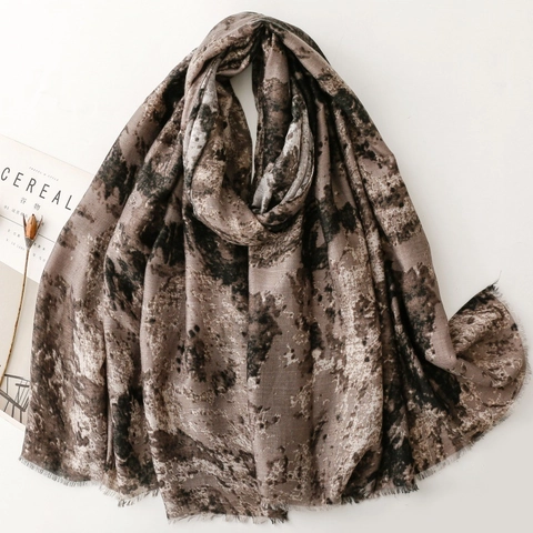 Écharpe Vintage Pour Femmes Grand Châle Artistique À Imprimé Marbre Satin Polyester Long Accessoire Voyage Protection Solaire