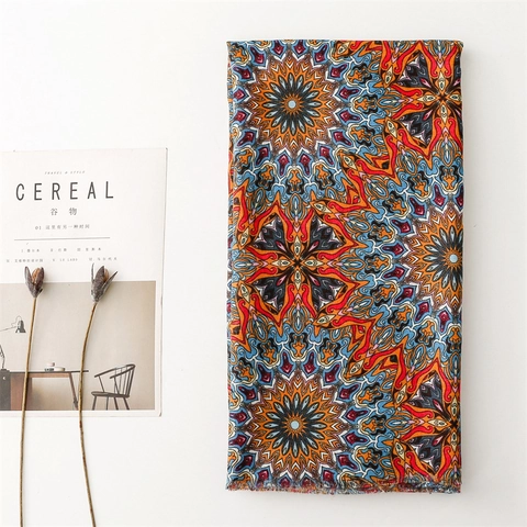 Écharpe À Imprimé Géométrique Mandala Bohème Ethnique Vintage Grand Châle Polyester Léger Avec Glands Pour Femmes