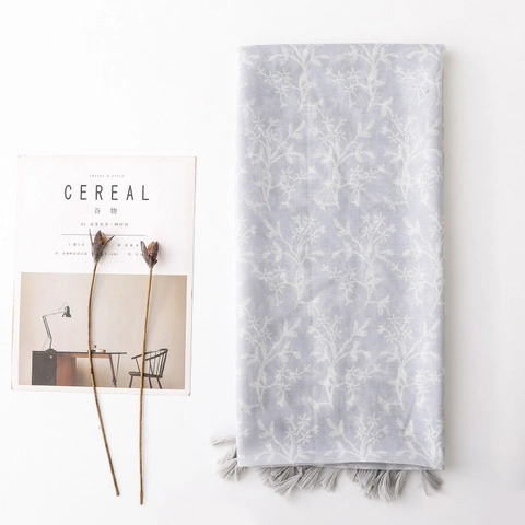 Châle Élégant À Imprimé Floral Voile De Polyester Léger Protection Solaire Avec Franges Pour Femmes