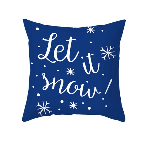 Blau Weiß Weihnachten Schneeflocke Rentier Druck Pfirsichhaut Kissenbezug Für Sofa Wohnzimmer Festliche Deko Kissenhülle
