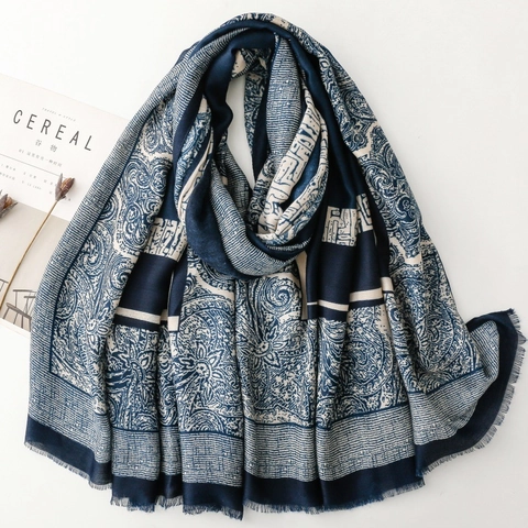 Pañuelo Grande Con Estampado De Cachemira Retro Suave Tacto Algodón Lino Chal Con Borlas Para Mujer Estilo Étnico Geométrico