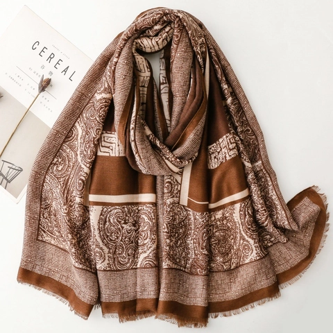 Pañuelo Grande Con Estampado De Cachemira Retro Suave Tacto Algodón Lino Chal Con Borlas Para Mujer Estilo Étnico Geométrico