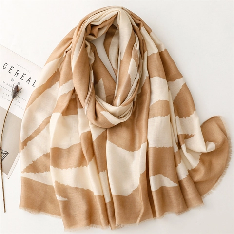 Sciarpa Scialle Con Stampa Zebra Poliestere Geometrico Astratto Bordo Con Nappine Grande Versatile Elegante Da Donna