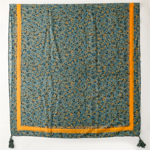 Sciarpa Leggera A Fiori Con Nappe Poliestere Voile Scialle Protezione Solare Stile Bohémien Donne