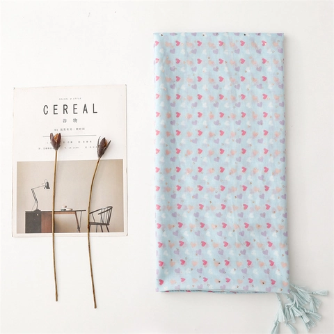 Heart Print Schal Leichtgewicht Polyester Voile Stola Mit Quasten Bronzing Muster Süß Frisch Sonnenschutz Accessoire