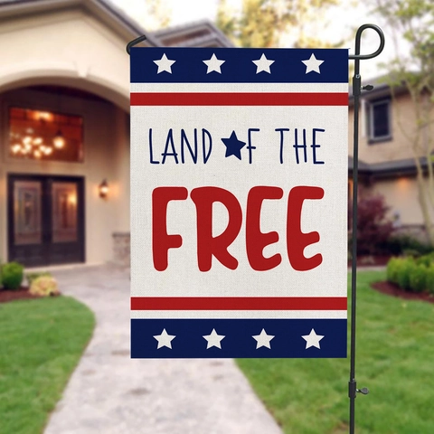 Independence Day Patriotic American Garden Flag Double Sided Linen Polyester Yard Decor Stars Stripes Welcome Freedom Flag