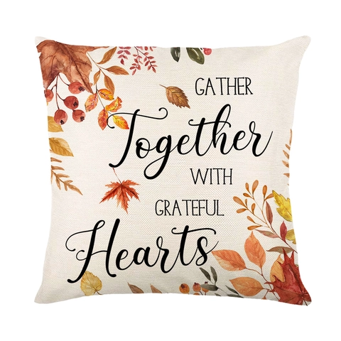 Herbst Thanksgiving Kissenbezug Polyester Leinenmischung Kürbis LKW Druck Quadratischer Kissenbezug Farmhouse Deko