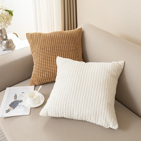 Nordic Minimalist Corduroy Pillow Cover Soft Corn Grain Velvet Throw Cushion Case Solid Color For Sofa Home Decor