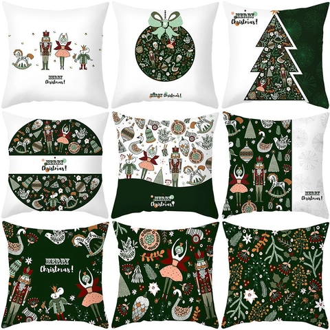 Nussknacker Weihnachten Kissenbezüge Pfirsichhaut Polyester Quadratisch Kissenhülle Festliche Dekoration Für Sofa Wohnzimmer