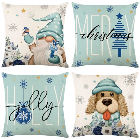 Weihnachts Kissenbezüge Polyester Dekorativ Nordischer Stil Wohnzimmer Sofa Winter Quadratisch Feiertags Kissenhülle