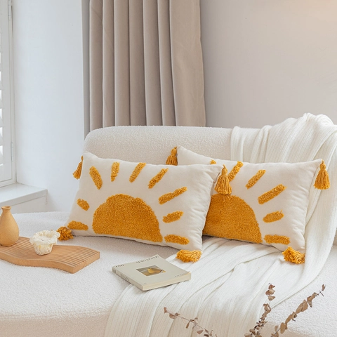 Noords Getuft Sierkussen Hoes Boho Geometrisch Zonnestralen Kwastje Decoratieve Kussensloop Voor Sofa Bed Woonkamer Home Decor