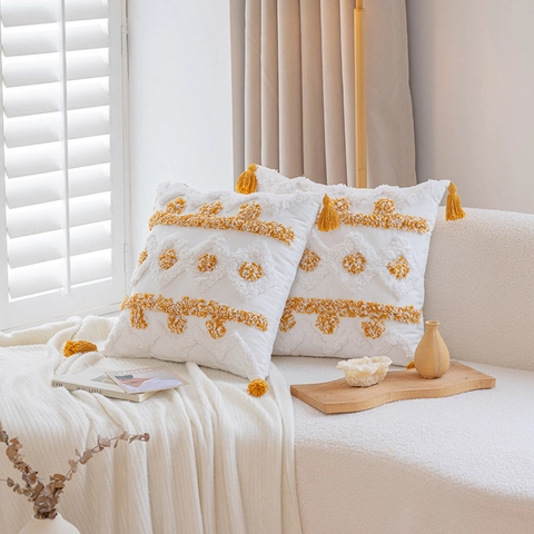 Noords Getuft Sierkussen Hoes Boho Geometrisch Zonnestralen Kwastje Decoratieve Kussensloop Voor Sofa Bed Woonkamer Home Decor