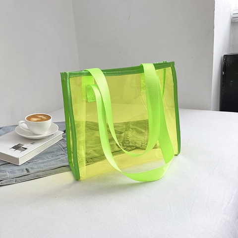 Borsa Tote In PVC Trasparente Di Grande Capacità Borsa A Tracolla Jelly Impermeabile Estate Casual Viaggio Spiaggia Moda Per Donna