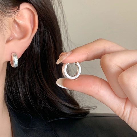 Pendientes De Aro Geométricos Irregulares Acabado Esmerilado Cobre Con Poste De Plata De Ley 925 Para Mujeres