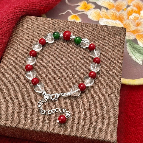 Künstliche Perlenarmband Grüne Chalcedon Muschelperle Herz Kristall Doppellagig Verstellbar Vintage Chinesischer Stil Für Damen