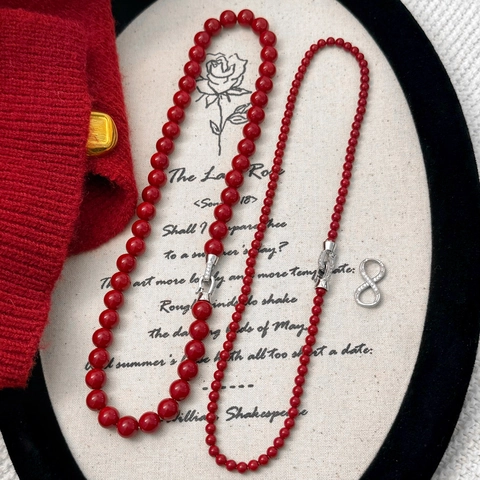 Collana A Doppio Strato Perle Rosse Con Chiusura Infinito In Strass Gioielli Eleganti Retro Minimalisti Da Donna