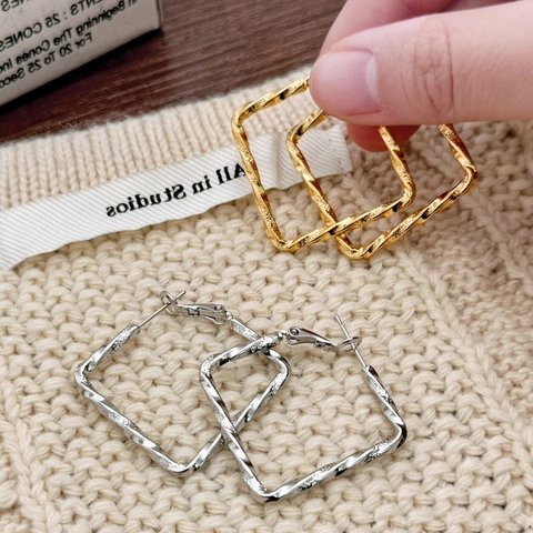 Orecchini A Cerchio Quadrati Geometrici Vintage Corda Intrecciata Rame Con Perno In Argento Sterling 925 Donna