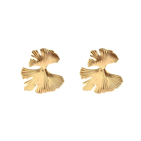 Overdreven Ginkgo Blad Oorbellen Koper Met 925 Sterling Zilveren Oorknopjes Elegante Op De Natuur Geïnspireerde Sieraden