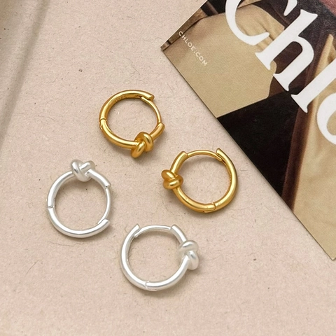 Orecchini A Cerchio Annodati Opachi Con Perno In Argento Sterling 925 Gioielli Geometrici Francesi Minimalisti Donna