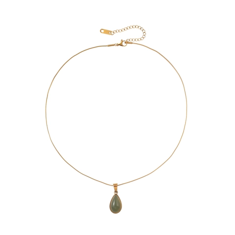 Edelstahl Wassertropfen Anhänger Halskette Elegante Edelstein Schlangenkette Schlüsselbein Schmuck Für Frauen Verstellbar