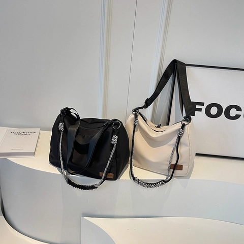 Borsa A Tracolla In Tela Di Grande Capacità Con Manico In Corda Intrecciata Borsa A Spalla Minimalista Per Donna