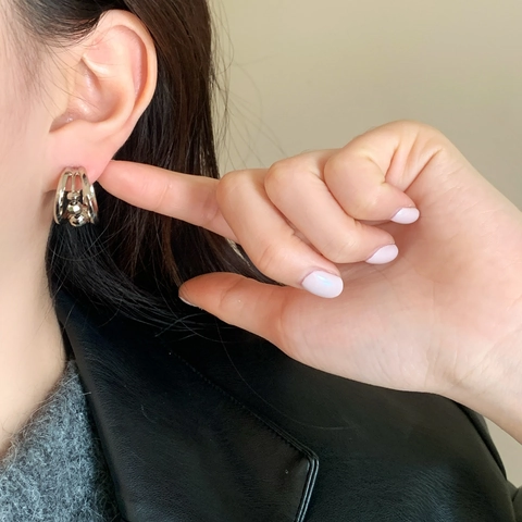 Meerlaagse Holle Hoop Oorbellen Met 925 Sterling Zilveren Oorknopje Geometrisch Kralen Koper Verguld Sieraden Vrouwen