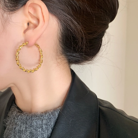 Zerknitterte Nugget Spirale Geometrische Creolen Mit 925 Sterling Silber Ohrstecker Statement Schmuck Für Frauen