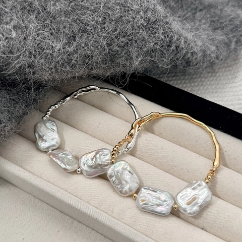 Barock Natur Süßwasserperlen Armband Unregelmäßige Lava Welle Kupfer Minimalistische Perlenkette Schmuck Für Damen