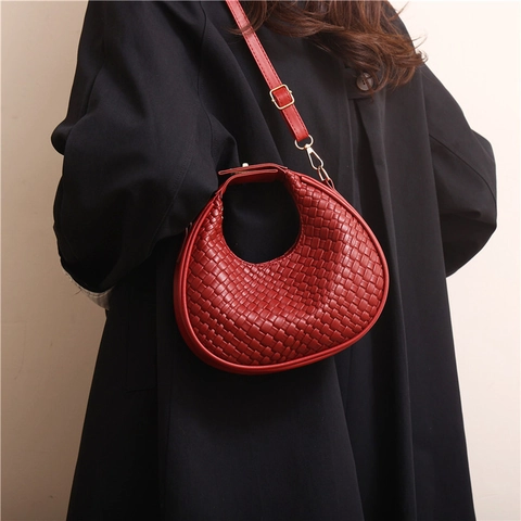 Sac Hobo En Cuir PU Tissé Pour Femmes Sac À Main Croissant Avec Poignée Supérieure Et Bandoulière Réglable Élégant Mode Quotidien