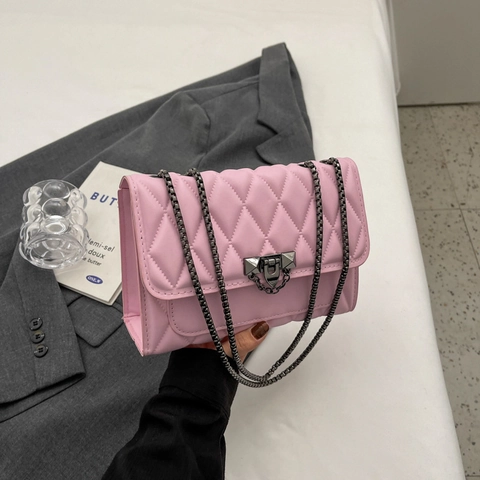 Sac À Épaule Matelassé Femme Simili Cuir Élégante Chaîne Sac Bandoulière Minimaliste Rétro Sac Carré À Rabat