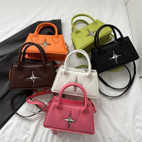 Women PU Leather Small Star Decor Handbag Trendy Crossbody Shoulder Bag For Daily Commute Versatile Square Purse