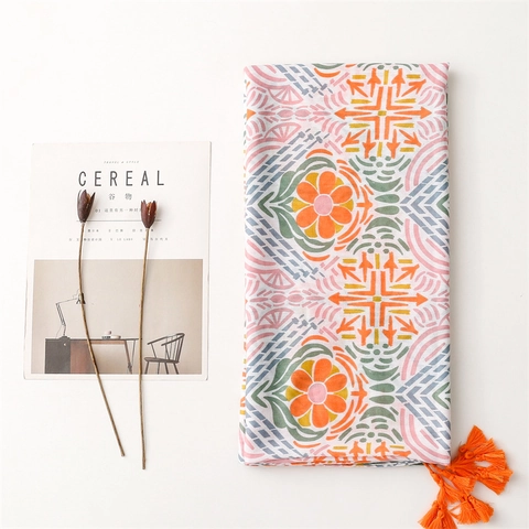 Florale Geometrische Sjaal Omslagdoek Polyester Satijn Katoen Mix Kwast Boheemse Stijl Lichte Zonbescherming Dames