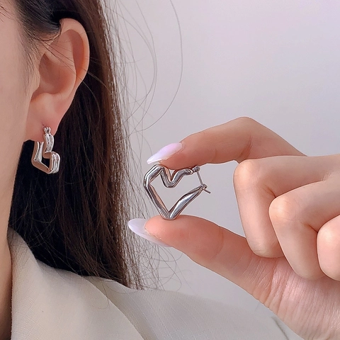 Orecchini A Cerchio A Cuore Con Perno In Argento Sterling 925 Rame Placcato Geometrico Metallo Intrecciato Minimalista Per Donna