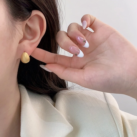 Matte Geborstelde Waterdruppel Oorbellen Geometrische Koperen Ringen Minimalistische Elegante Sieraden Voor Dames