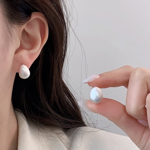 Orecchini A Cerchio A Forma Di Goccia D'acqua Rame Spazzolato Opaco Placcato Oro 18K Minimalista Elegante Donna