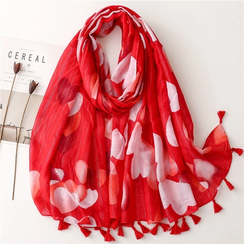 Écharpe d'Hiver pour Femmes Motif Cœur Avec Glands en Fil d'Argent Châle en Polyester Chaud Léger pour Voyage Quotidien Accessoire Style Bohème