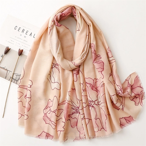 Femme Vintage Fleur Imprimé Châle Écharpe Polyester Gland Protection Solaire Élégant Style Ethnique Plage Voyage Enveloppement