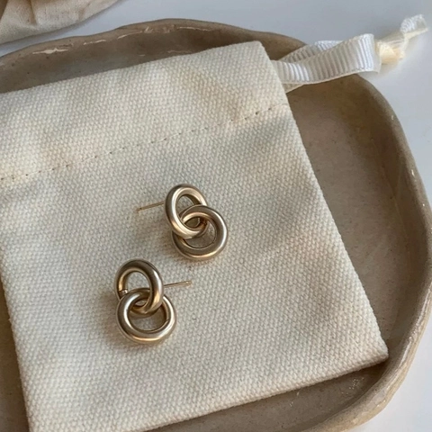 Mat Goud In elkaar Grijpende Dubbele Ring Oorbellen Koper Geometrische Minimalistische Hangende Oorbellen Voor Dames