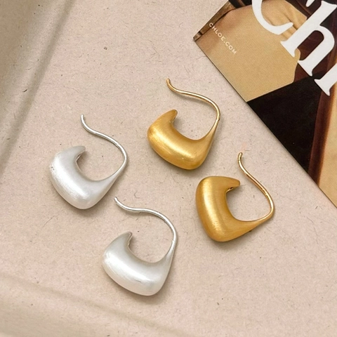Orecchini A Gancio In Rame A Forma Di U Per Donna Spazzolato Opaco Geometrico Gioielli In Metallo Spesso Stile Moderno Elegante