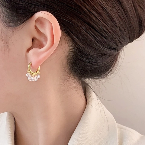 Kupfer Creolen Mit 925 Sterling Silber Ohrstecker Zirkon Quaste Geometrische Hängeohrringe Minimalistischer Schmuck Damen