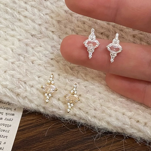 Lussuosi Orecchini a Bottone in Zircone Rame Con Perno in Argento Sterling 925 a Forma di Stella Strass Gioielli Geometrici da Donna Festa