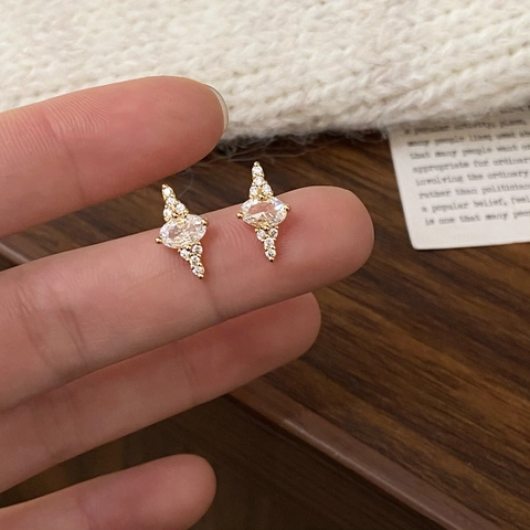 Lussuosi Orecchini a Bottone in Zircone Rame Con Perno in Argento Sterling 925 a Forma di Stella Strass Gioielli Geometrici da Donna Festa