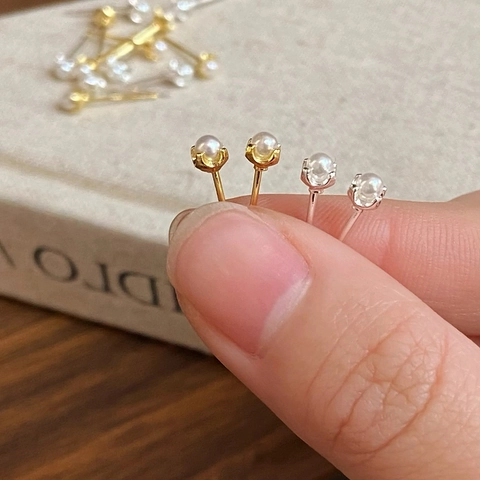 Pendientes De Perlas Artificiales Cobre Bañado En Oro 18K Minimalista Simple Elegante Joyería Pequeña Para Mujer Diario
