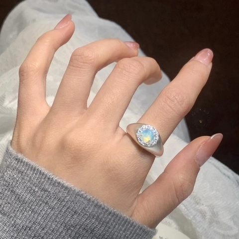 Vintage Brushed Copper Ring With Natural Tiger Eye Turquoise Opal Zircon Halo Retro Gold Plated Jewelry For Women