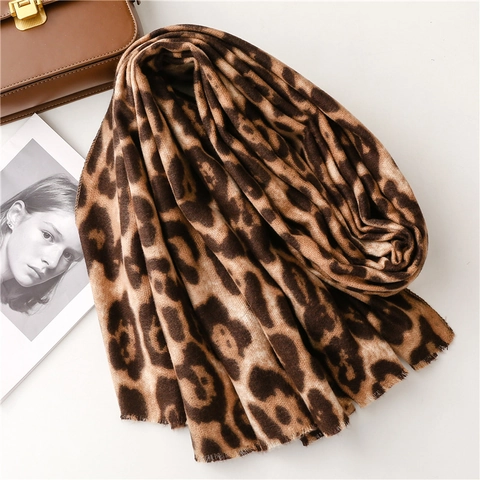 Leopard Zebra Print Scarf Shawl Imitation Cashmere Thick Warm Winter Tassel Wrap Fashion Elegant Women
