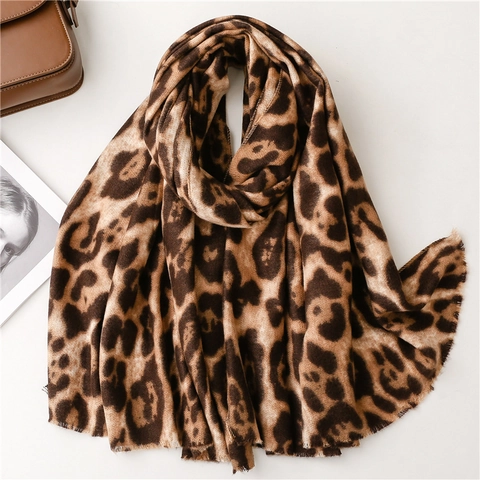 Leopard Zebra Print Scarf Shawl Imitation Cashmere Thick Warm Winter Tassel Wrap Fashion Elegant Women