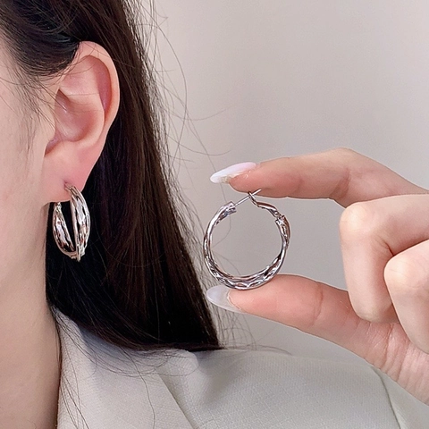 Orecchini A Cerchio Con Texture Torta Geometrici Minimalisti In Rame Gioielli Di Moda Per Donne
